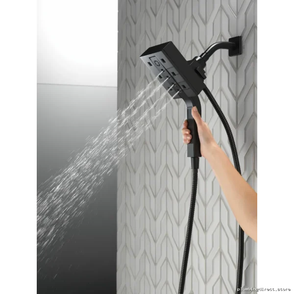 Delta In2ition Matte Black 4-Setting H2Okinetic Dual Handheld Shower Head - Image 2