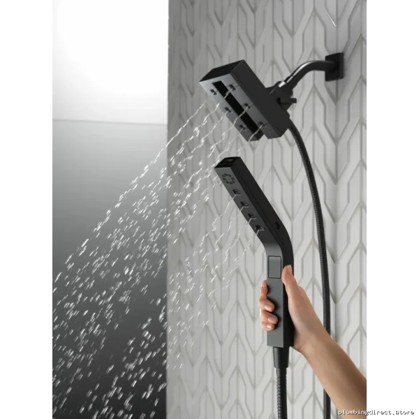 Delta In2ition Matte Black 4-Setting H2Okinetic Dual Handheld Shower Head - Image 3