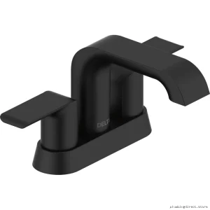 Matte Black Delta Kitano Centerset Faucet No Pop-Up Design - Bathroom Faucets 2563LF-BL-LPU