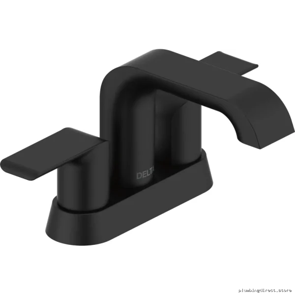 Matte Black Delta Kitano Centerset Faucet No Pop-Up Design - Bathroom Faucets 2563LF-BL-LPU