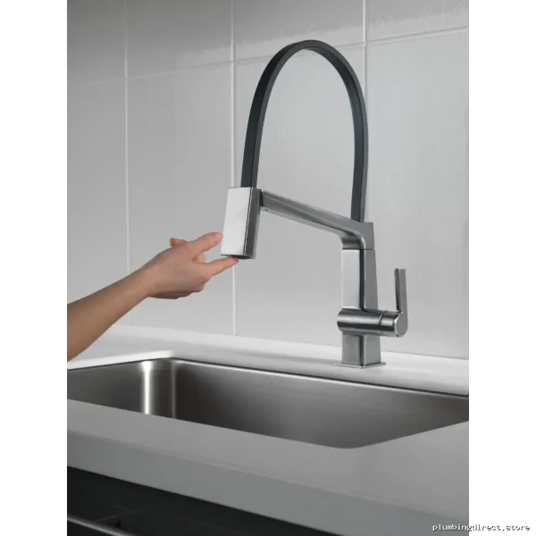 Delta High Arc Kitchen Faucet Pull-Down Spray Arctic Stainless Steel - Image 2