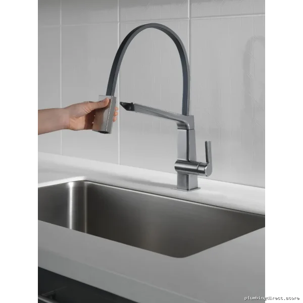 Delta High Arc Kitchen Faucet Pull-Down Spray Arctic Stainless Steel - Image 3