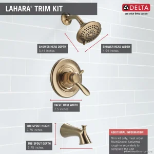 Luxury Champagne Bronze Tub & Shower Trim Set | Lahara Monitor 17 Series T17438-CZ Delta