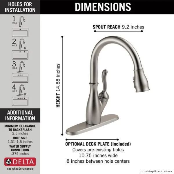 Delta Leland Stainless Steel Kitchen Faucet with Pull-Down & ShieldSpray - Image 2