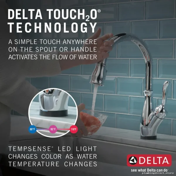 Touchless Delta Leland Faucet - Chrome Kitchen Pulldown - Image 2