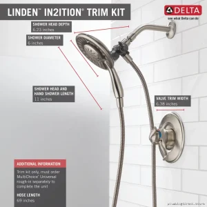Delta Linden 17 Series Stainless Shower Trim with In2ition Handheld Spray T17294-SS-I