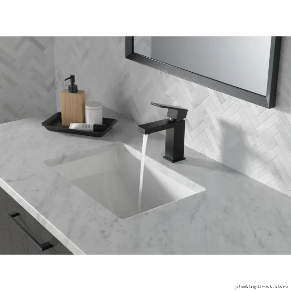 Delta Low Flow Matte Black Modern Single Hole Bathroom Faucet Kit – 567LF-BLGPM-PP