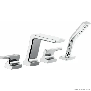 Delta Lumicoat Chrome Roman Tub Faucet with Hand Spray