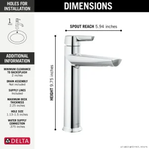 Delta Lumicoat Chrome Bathroom Sink Faucet - Mid-Height Vessel 671-PR-DST