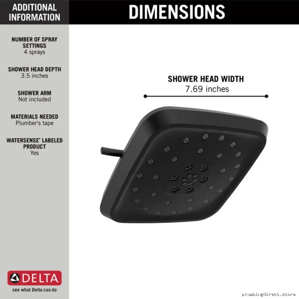 Luxury Matte Black Shower Head by Delta with H2Okinetic Technology - Image 4
