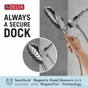 Magnetic Hand Shower with 7 Settings SureDock Lumicoat Chrome 54910-PR-PK Delta