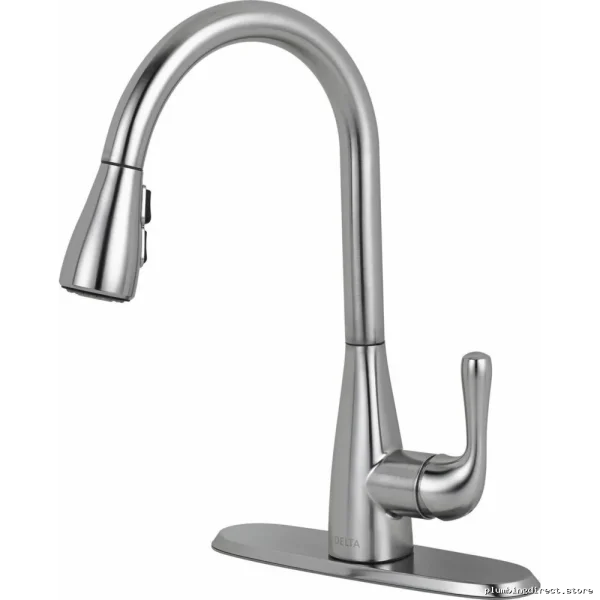 Delta Marley Pull-Down Kitchen Faucet in Arctic Stainless Steel 986LF-AR - Image 2