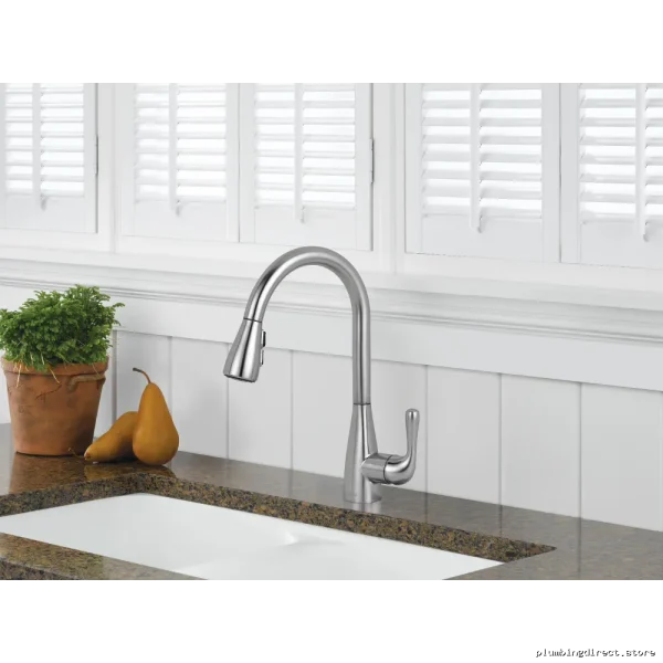 Delta Marley Pull-Down Kitchen Faucet in Arctic Stainless Steel 986LF-AR - Image 4