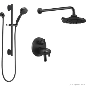 Matte Black 17T Series Round Shower Kit with Stops | Delta DF-KIT26-THRBL-WS