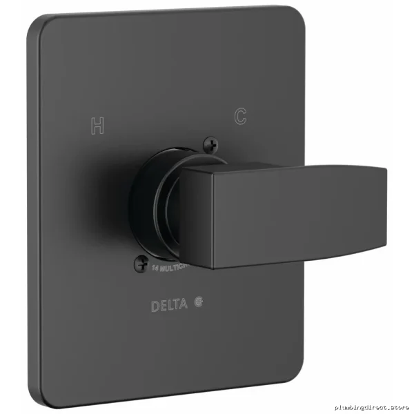 Delta Matte Black Angular Valve Trim - Modern Shower Project Pack T14067