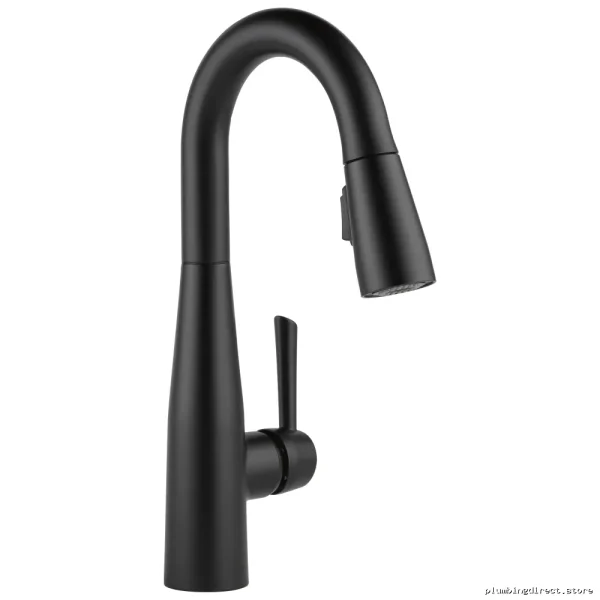 Delta Matte Black Bar Faucet with Pull-Down Spray Kitchen Faucet - 9913-BL-DST - Image 2