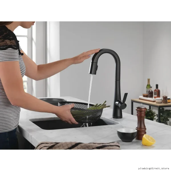 Touch Control Bar Prep Faucet with Pull-Down Spray - Matte Black Delta - Image 2