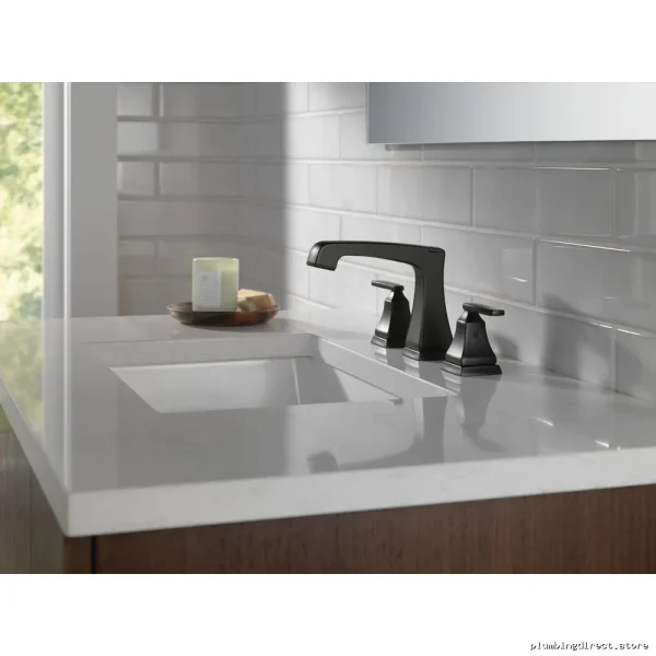 Delta Matte Black Widespread Bathroom Faucet with Metal Pop-Up Drain