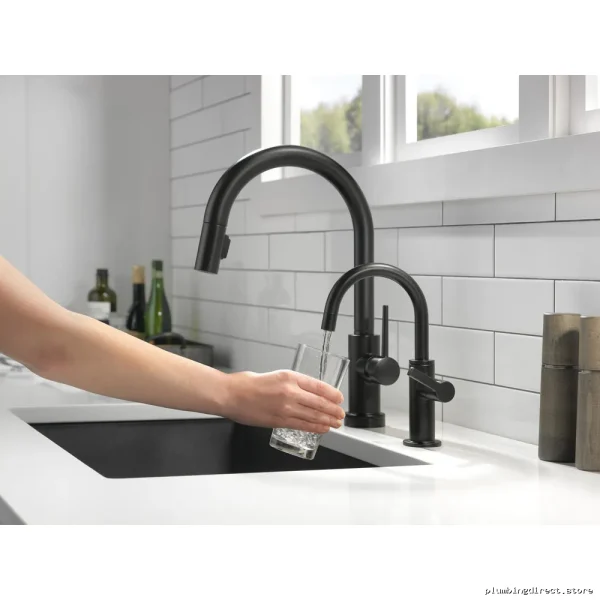 Modern Round Single-Handle Beverage Faucet in Matte Black - Delta 1930-BL-DST - Image 2