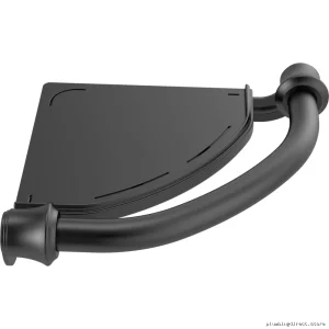 Matte Black Traditional Corner Shelf w/ Assist Bar | Delta