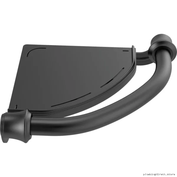 Matte Black Traditional Corner Shelf w/ Assist Bar | Delta