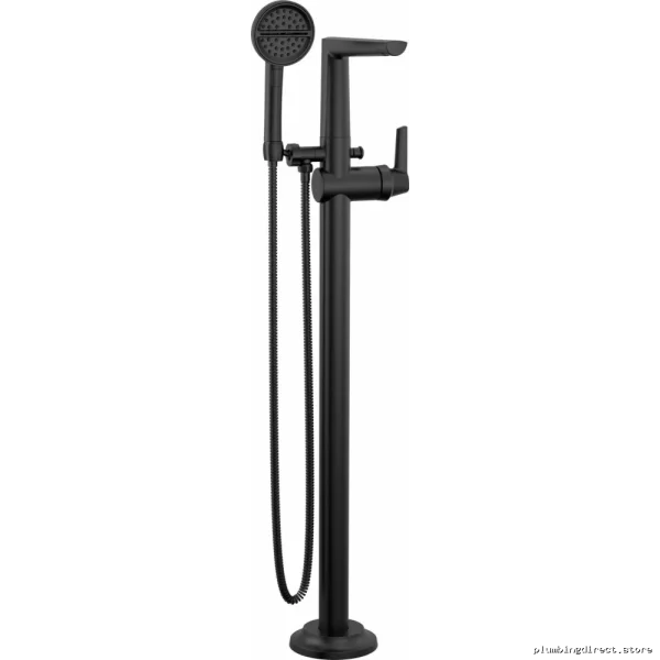 Delta Matte Black Floor Mount Tub Filler Trim & Handheld Shower Set T477