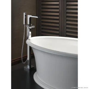 Delta Matte Black Freestanding Tub Filler with Hand Shower T4768-BLFL