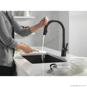Delta Matte Black Pull-Down Kitchen Faucet with Touch Control Sprayer