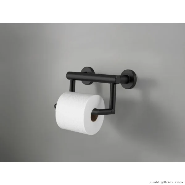 Delta Matte Black Paper Holder with Assist Bar - Modern Bathroom Organizer - Image 2