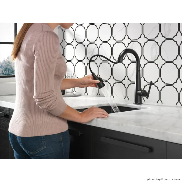 Delta Matte Black Pull-Down Bar Faucet with Sprayer 9982-BL-DST - Image 3
