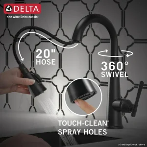Delta Matte Black Pull-Down Bar Faucet with Sprayer 9982-BL-DST