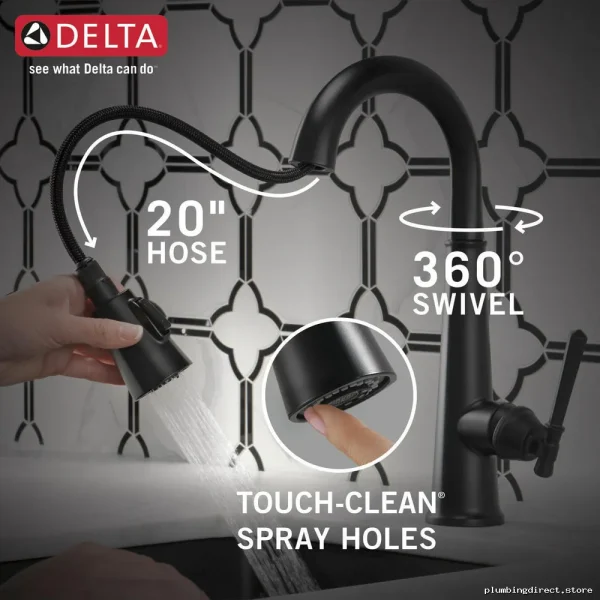Delta Matte Black Pull-Down Bar Faucet with Sprayer 9982-BL-DST