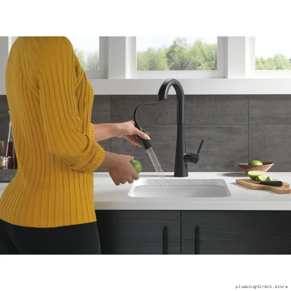Delta Matte Black Pull-Down Kitchen Faucet with Bar/Prep Spray 9991-BL-DST - Image 2