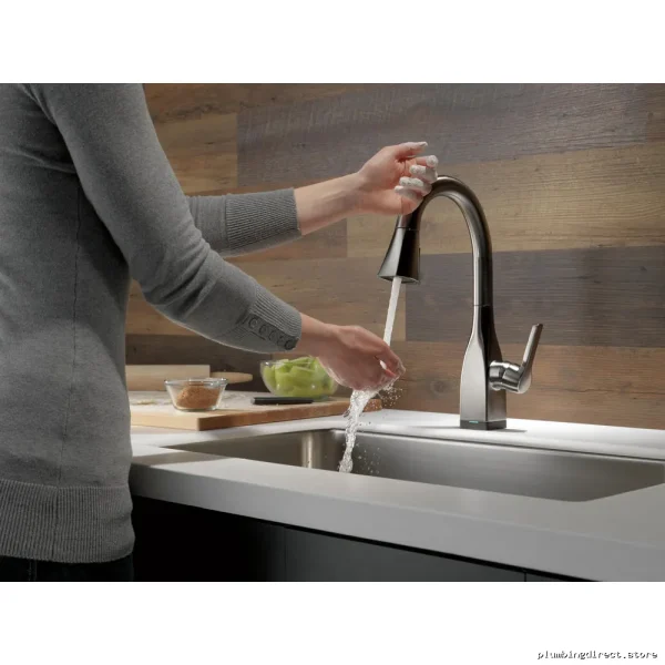 Delta Matte Black Pull-Down Kitchen Faucet with Touch Bar 9983T-KS-DST - Image 3