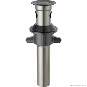 Delta Matte Black Push-Pop Metal Drain with Overflow Protection RP101630BL