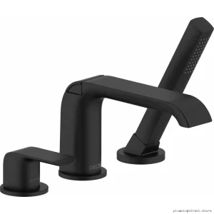 Delta Matte Black Roman Tub Faucet Kit with Hand Shower