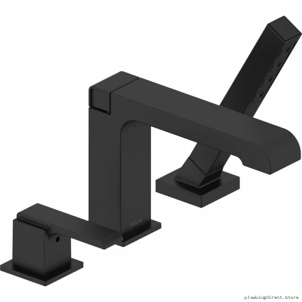 Delta Matte Black Roman Tub Faucet with Hand Shower T3767-BL