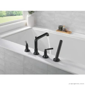 Delta Matte Black Roman Tub Trim & Hand Shower – Modern Bathroom Fixtures T4736-BL