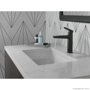 Delta Single Hole Bathroom Faucet - Less Pop-Up Design, Matte Black 571-BLLPU-DST