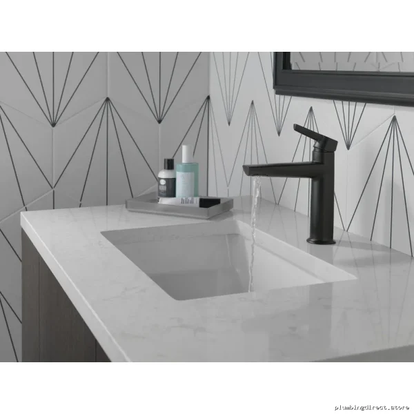 Delta Single Hole Bathroom Faucet - Less Pop-Up Design, Matte Black 571-BLLPU-DST