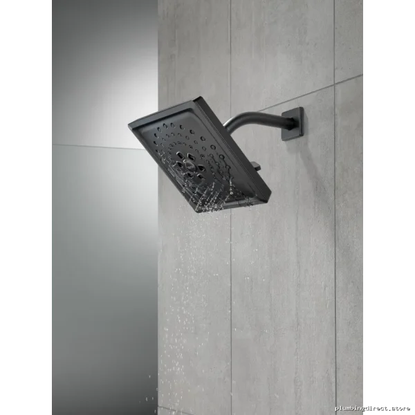 Delta Matte Black Square Raincan Shower Head Three Settings High-Efficiency Design Finish#BL - Image 3