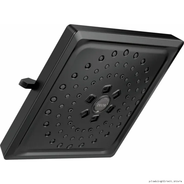 Delta Matte Black Square Raincan Shower Head Three Settings High-Efficiency Design Finish#BL
