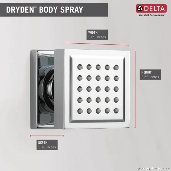 Delta Matte Black Square Shower Body Spray - Surface Mount 50150-BL - Image 2