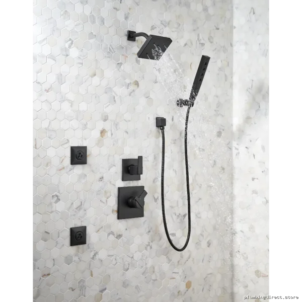 Delta Matte Black Square Trim Body Spray - HydraChoice T50210-BL