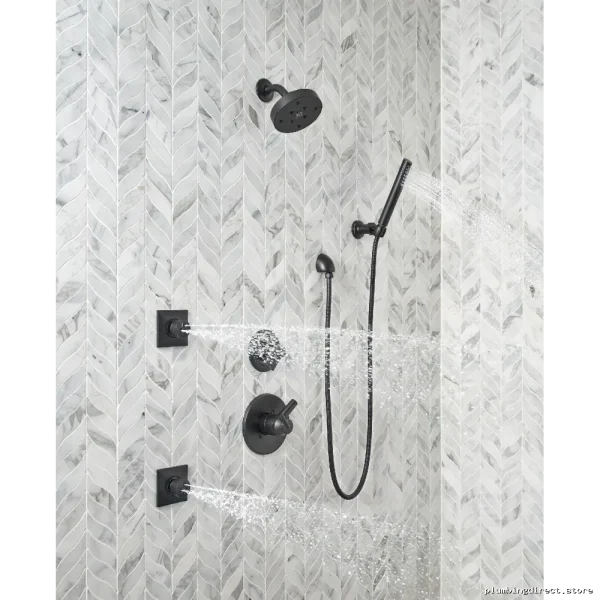 Delta Matte Black 3-Setting Shower Diverter Trim Kit T11859-BL - Image 4