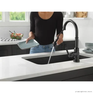 Delta Matte Black Pull-Down Spray Kitchen Faucet 9190T-BL-DST Touch Control