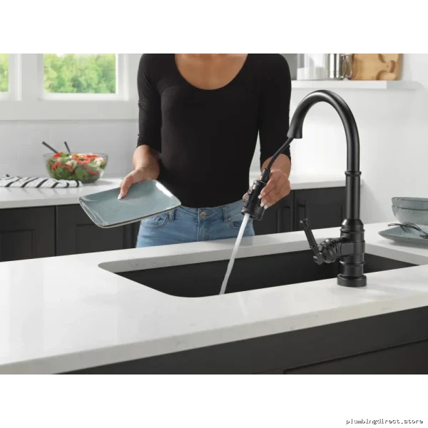 Delta Matte Black Pull-Down Spray Kitchen Faucet 9190T-BL-DST Touch Control