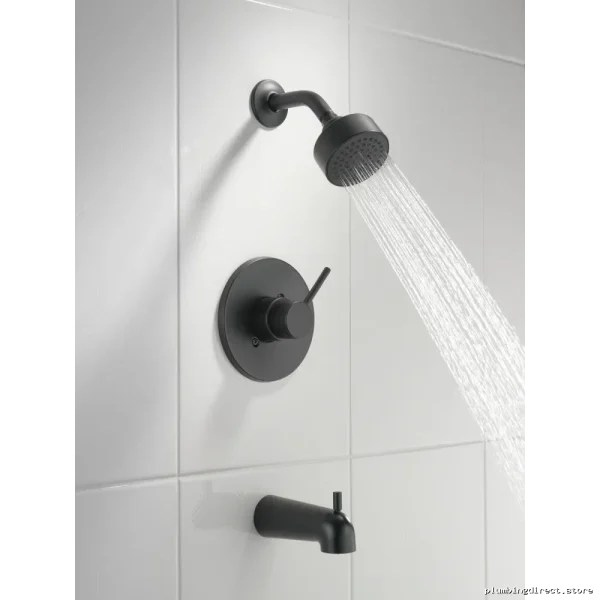 Delta Matte Black Tub Shower Trim Kit with Cylindrical Project Pack - Image 4