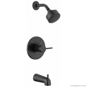 Delta Matte Black Tub Shower Trim Kit with Cylindrical Project Pack