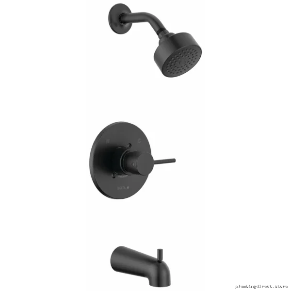 Delta Matte Black Tub Shower Trim Kit with Cylindrical Project Pack